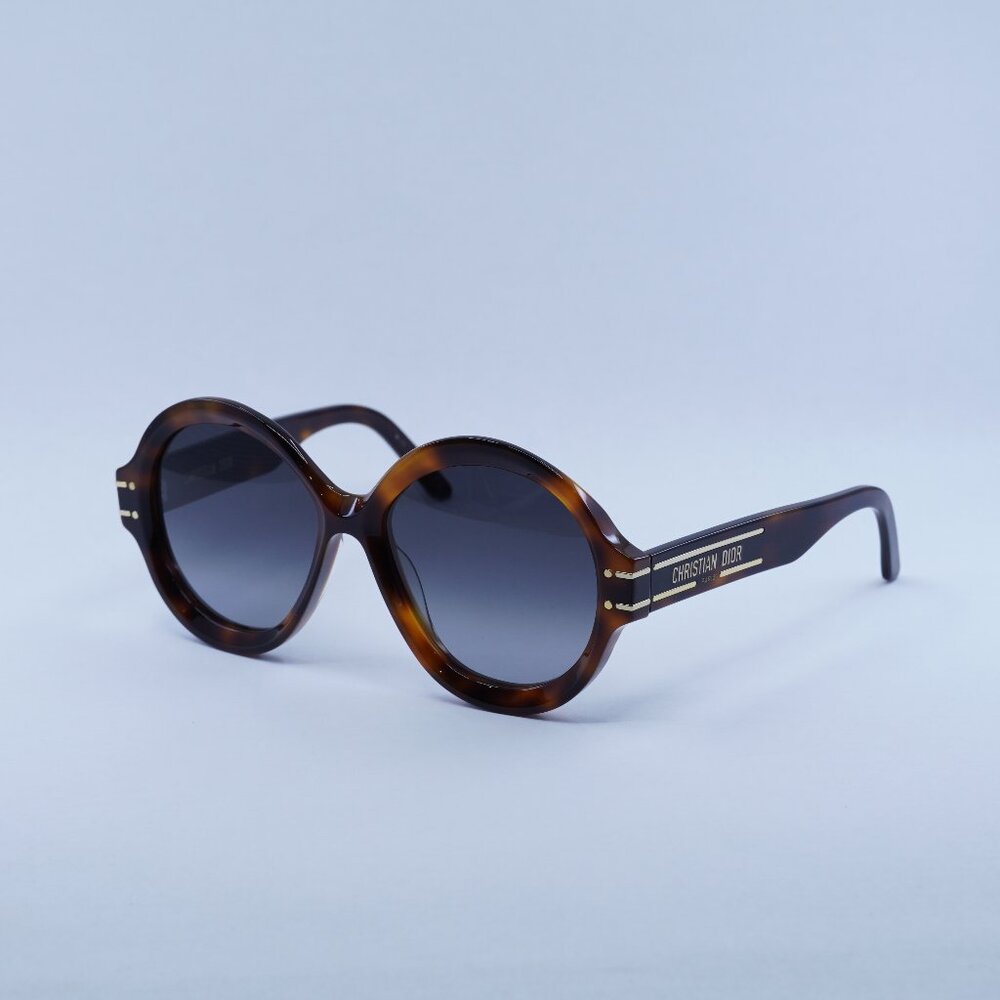 Dior DIORSIGNATURE R1U 26A1 Sunglasses Havana Round Frame, Smoke Gradient Lenses